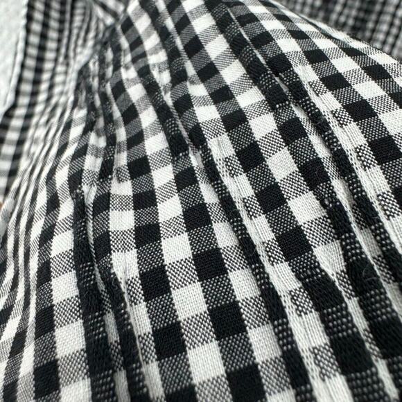 Foxcroft Jacket Women S Crinkled 3D Black White Gingham Checked Snap Button - Picture 7 of 14